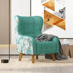 Armchair High back Lounge Accent Chair Designer Printed Fabric with Wooden Leg - Furniture > Sofas