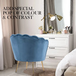 Armchair Lounge Chair Accent Velvet Shell Scallop + Ottoman Footstool Round NAVY BLUE - Furniture > Bedroom > Bedside