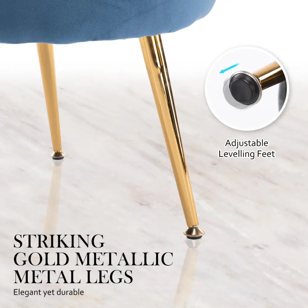Armchair Lounge Chair Accent Velvet Shell Scallop + Ottoman Footstool Round NAVY BLUE - Furniture > Bedroom > Bedside