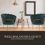 Armchair Lounge Chair Accent Velvet Shell Scallop + Ottoman Footstool Round GREEN - Furniture > Bar Stools & Chairs