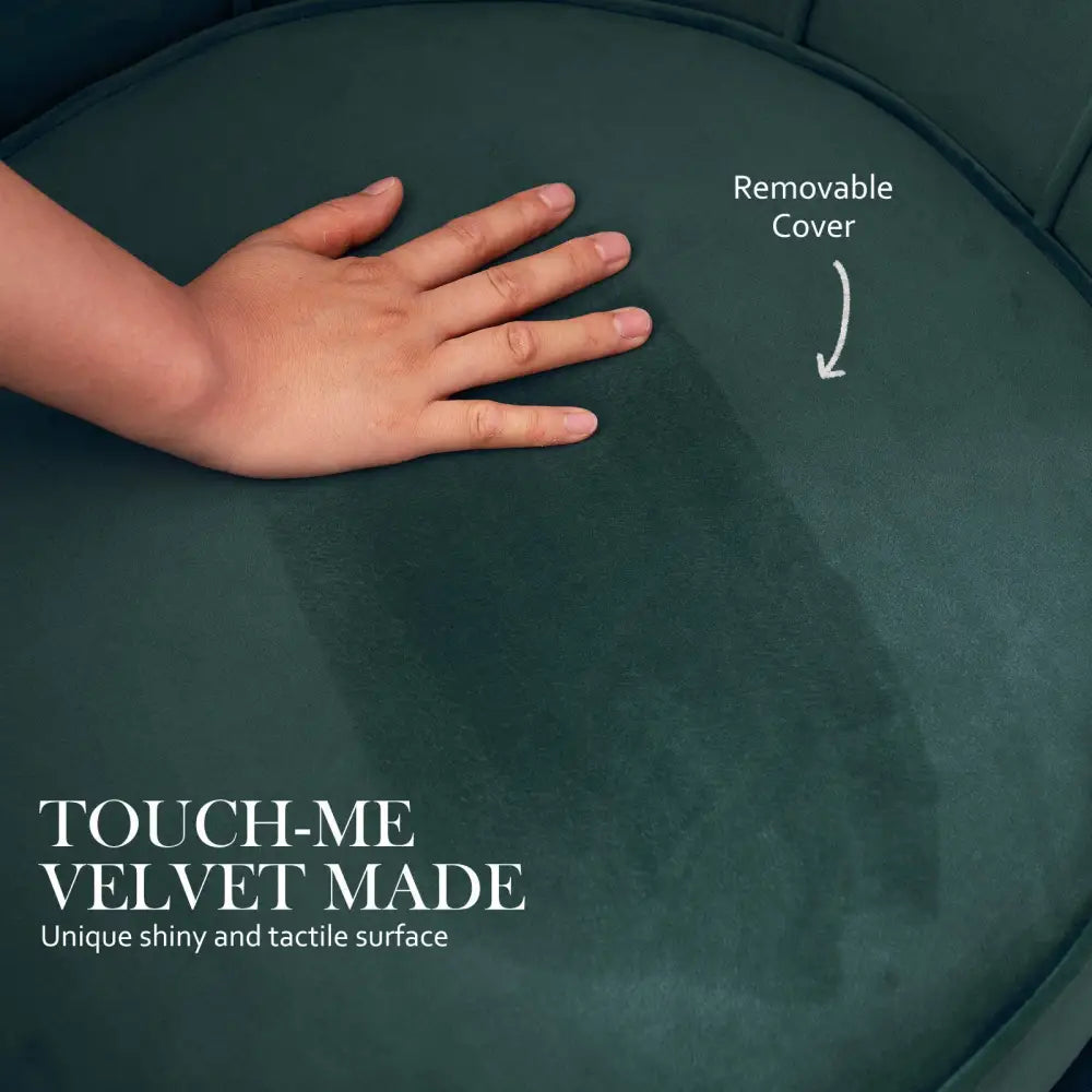 Armchair Lounge Chair Accent Velvet Shell Scallop + Ottoman Footstool Round GREEN - Furniture > Bar Stools & Chairs