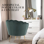Armchair Lounge Chair Accent Velvet Shell Scallop + Ottoman Footstool Round GREEN - Furniture > Bar Stools & Chairs