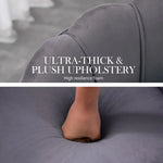 Armchair Lounge Chair Accent Velvet Shell Scallop + Ottoman Footstool Round GREY - Furniture > Bedroom > Bedside Tables