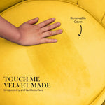 Armchair Lounge Chair Accent Velvet Shell Scallop + Round Ottoman Footstool YELLOW - Furniture > Bedroom > Bedside