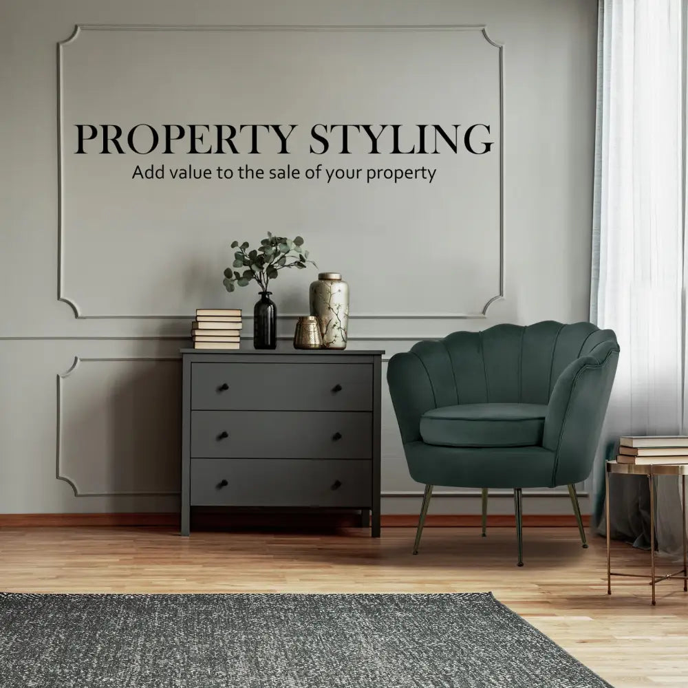 Armchair Padded Lounge Chair Accent Velvet Shell Scallop GREEN - Furniture > Bar Stools & Chairs