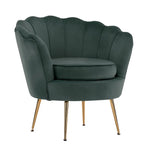 Armchair Padded Lounge Chair Accent Velvet Shell Scallop GREEN - Furniture > Bar Stools & Chairs