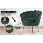 Armchair Padded Lounge Chair Accent Velvet Shell Scallop GREEN - Furniture > Bar Stools & Chairs