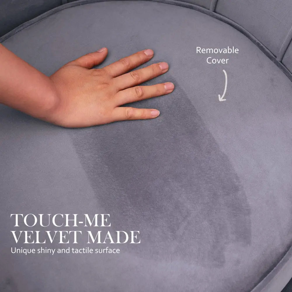Armchair Padded Lounge Chair Accent Velvet Shell Scallop GREY - Furniture > Bedroom > Bedside Tables