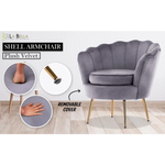 Armchair Padded Lounge Chair Accent Velvet Shell Scallop GREY - Furniture > Bedroom > Bedside Tables