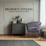 Armchair Padded Lounge Chair Accent Velvet Shell Scallop GREY - Furniture > Bedroom > Bedside Tables