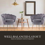 Armchair Padded Lounge Chair Accent Velvet Shell Scallop GREY - Furniture > Bedroom > Bedside Tables
