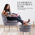 Armchair Padded Lounge Chair Accent Velvet Shell Scallop GREY - Furniture > Bedroom > Bedside Tables