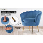 Armchair Padded Lounge Chair Accent Velvet Shell Scallop NAVY BLUE - Furniture > Bedroom > Bedside Tables