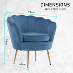 Armchair Padded Lounge Chair Accent Velvet Shell Scallop NAVY BLUE - Furniture > Bedroom > Bedside Tables