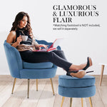 Armchair Padded Lounge Chair Accent Velvet Shell Scallop NAVY BLUE - Furniture > Bedroom > Bedside Tables