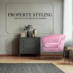 Armchair Padded Lounge Chair Accent Velvet Shell Scallop PINK - Furniture > Bar Stools & Chairs