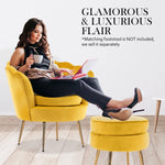 Armchair Padded Lounge Chair Accent Velvet Shell Scallop YELLOW - Furniture > Bedroom > Bedside Tables