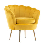 Armchair Padded Lounge Chair Accent Velvet Shell Scallop YELLOW - Furniture > Bedroom > Bedside Tables