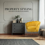 Armchair Padded Lounge Chair Accent Velvet Shell Scallop YELLOW - Furniture > Bedroom > Bedside Tables