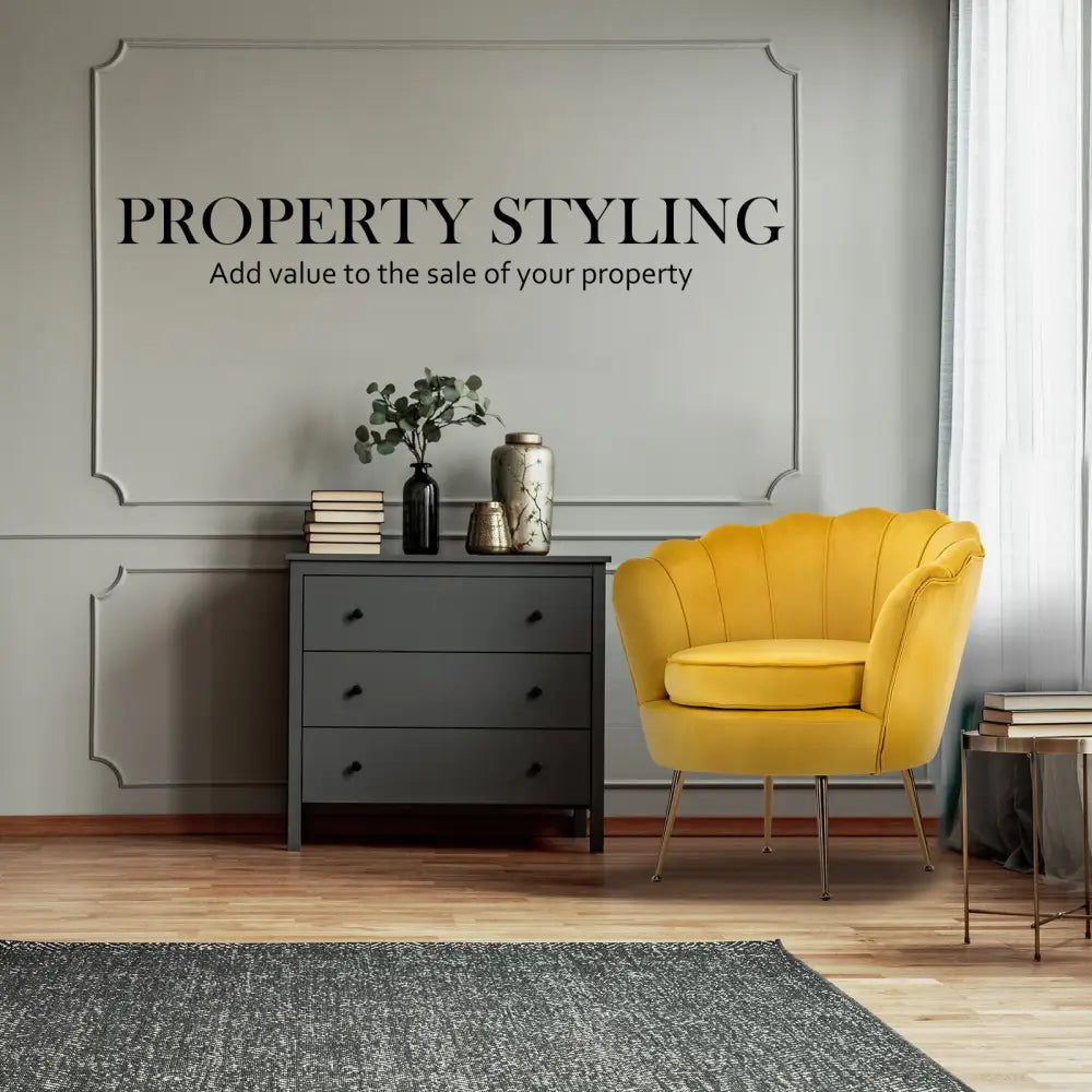 Armchair Padded Lounge Chair Accent Velvet Shell Scallop YELLOW - Furniture > Bedroom > Bedside Tables