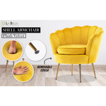 Armchair Padded Lounge Chair Accent Velvet Shell Scallop YELLOW - Furniture > Bedroom > Bedside Tables