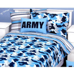 Army Camouflage Blue Quilt Cover Set Single - Home & Garden > Bedding