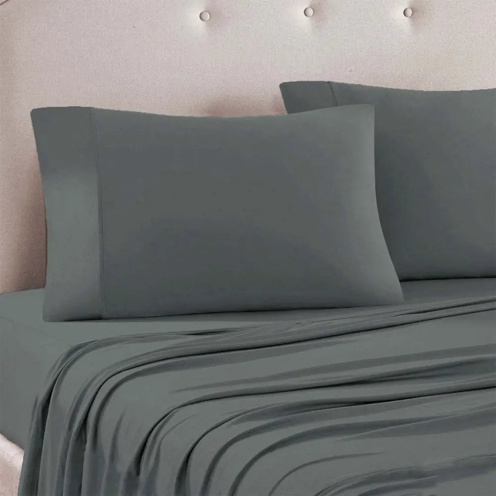 Art Terrace Microfiber Sheet Set King 33cm Wall Grey - Home & Garden > Curtains > Curtains & Drapes