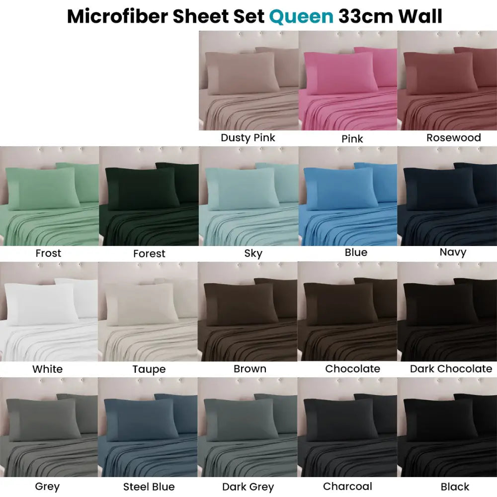 Art Terrace Microfiber Sheet Set Queen 33cm Wall Dark Grey - Home & Garden > Curtains > Curtains & Drapes