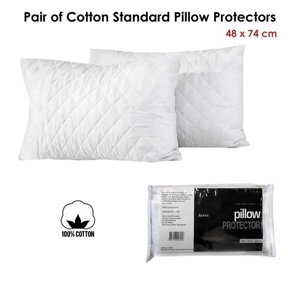 Artex Pair of Cotton Standard Pillow Protectors - Home & Garden > Decor