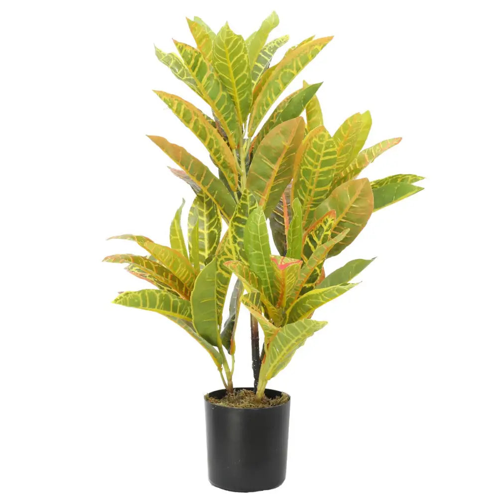 Artificial Potted Flaming Zebra (Codiaeum variegatum / crotons) 55cm - Home & Garden > Artificial Plants