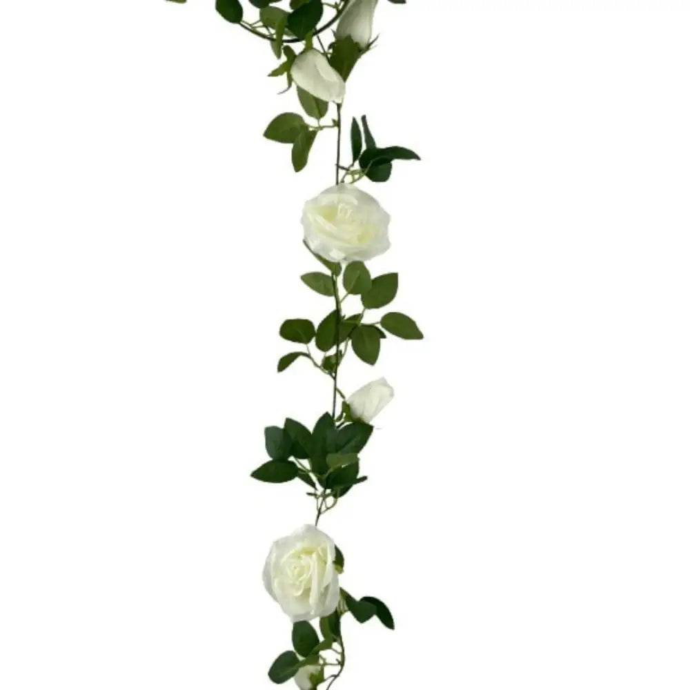 Artificial White Rose Garland 190cm - Home & Garden > Artificial Plants
