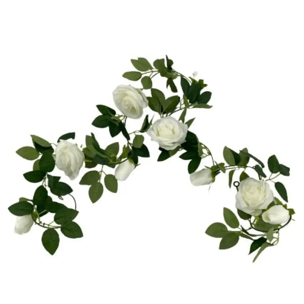 Artificial White Rose Garland 190cm - Home & Garden > Artificial Plants