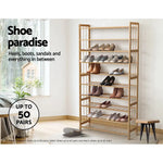 Artiss 10-Tier Bamboo Shoe Rack Wooden Shelf Stand Storage Organizer - Furniture > Living Room