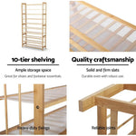 Artiss 10-Tier Bamboo Shoe Rack Wooden Shelf Stand Storage Organizer - Furniture > Living Room