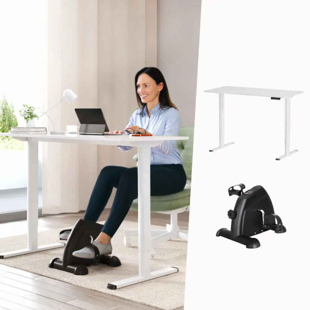 Artiss 120cm Electric Standing Desk with Mini Peal Exercise Bike Home Office - Furniture > Office > Office & Desk Chairs