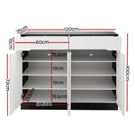 Artiss 120cm Shoe Cabinet Shoes Storage Rack High Gloss Cupboard Shelf Drawers - Furniture > Living Room