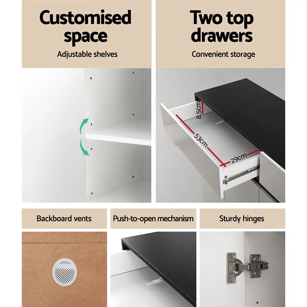 Artiss 120cm Shoe Cabinet Shoes Storage Rack High Gloss Cupboard Shelf Drawers - Furniture > Living Room