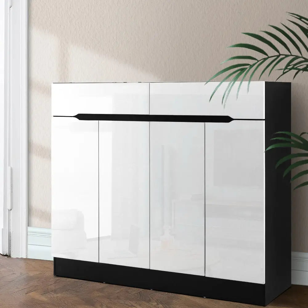 Artiss 120cm Shoe Cabinet Shoes Storage Rack High Gloss Cupboard Shelf Drawers - Furniture > Living Room