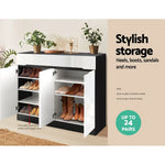 Artiss 120cm Shoe Cabinet Shoes Storage Rack High Gloss Cupboard Shelf Drawers - Furniture > Living Room