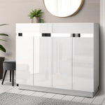 Artiss 120cm Shoe Cabinet Shoes Storage Rack High Gloss Cupboard White Drawers - Furniture > Living Room