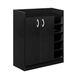 Artiss 2 Doors Shoe Cabinet Storage Cupboard - Black - Home & Garden > Storage