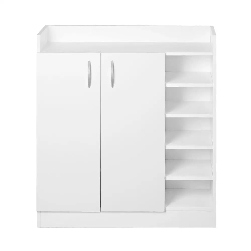 Artiss 2 Doors Shoe Cabinet Storage Cupboard - White - Home & Garden > Storage