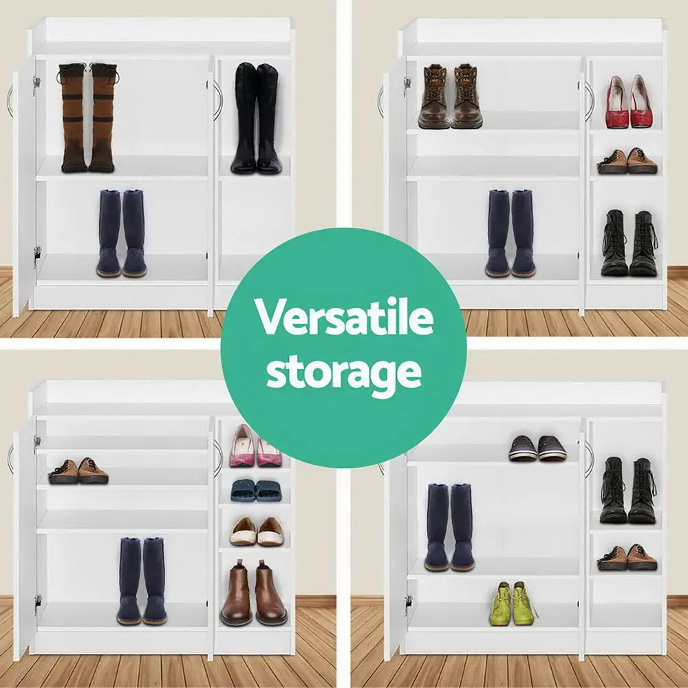Artiss 2 Doors Shoe Cabinet Storage Cupboard - White - Home & Garden > Storage