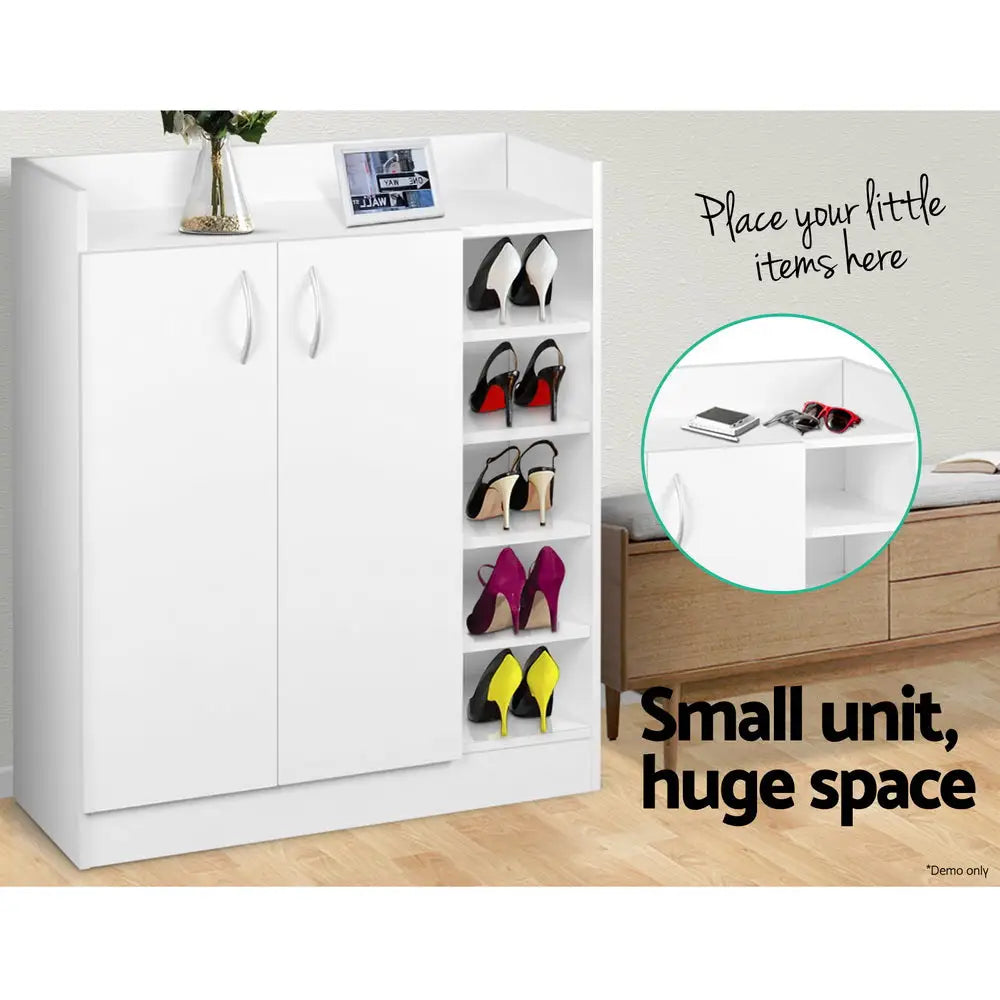 Artiss 2 Doors Shoe Cabinet Storage Cupboard - White - Home & Garden > Storage