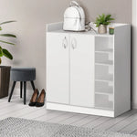 Artiss 2 Doors Shoe Cabinet Storage Cupboard - White - Home & Garden > Storage