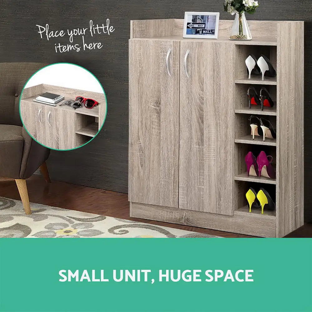 Artiss 2 Doors Shoe Cabinet Storage Cupboard - Wood - Home & Garden > Storage