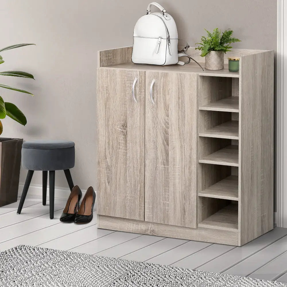 Artiss 2 Doors Shoe Cabinet Storage Cupboard - Wood - Home & Garden > Storage
