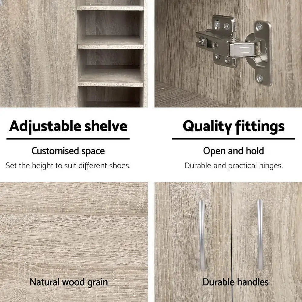 Artiss 2 Doors Shoe Cabinet Storage Cupboard - Wood - Home & Garden > Storage
