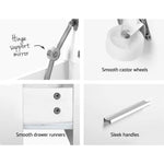 Artiss 2-in-1 Dressing Table Stool Set Bedside Table White - Furniture > Bedroom