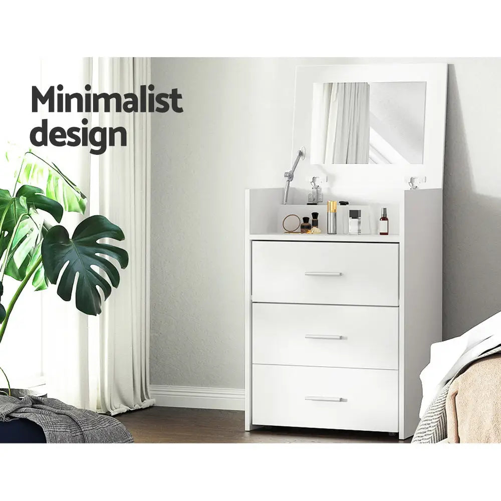 Artiss 2-in-1 Dressing Table Stool Set Bedside Table White - Furniture > Bedroom